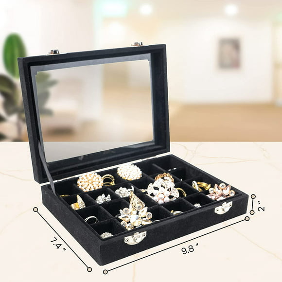 2 Layers Personalized Plush Travel Jewelry Case Ladies Small Jewelry Travel Case Box Necklace Organizer with Mirror for Rings Earrings Necklaces Gifts for Girls Velvet Travel Jewelry Box for Women 